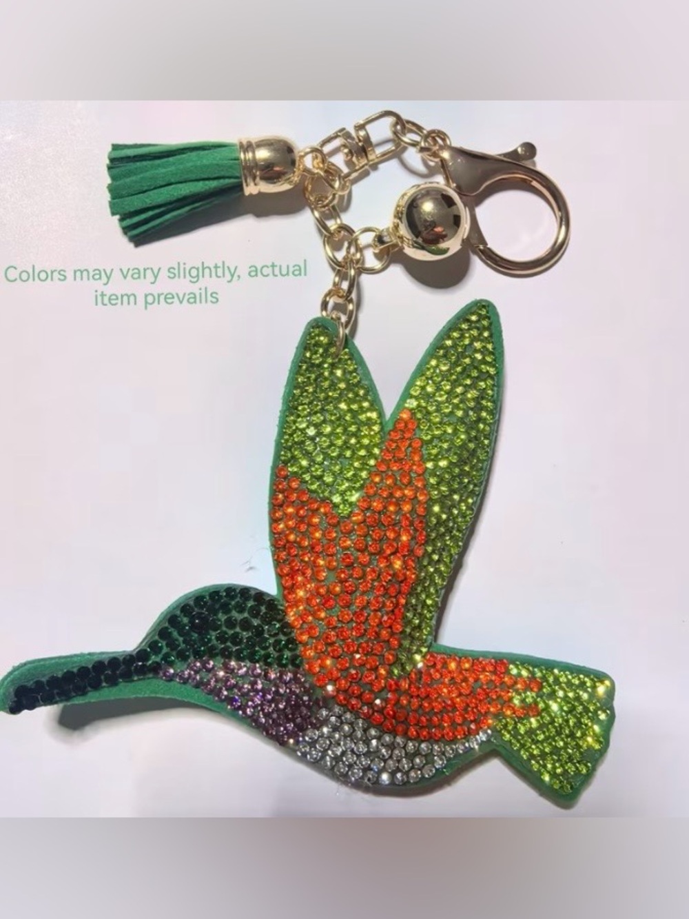 $42.00- Stunning Multicolored Crystal Hummingbird Bag Charm Keychain